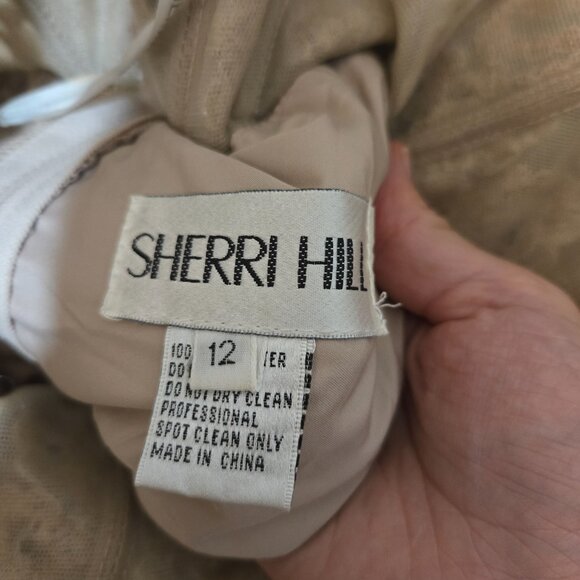 12 Sherri Hill 52504 Strapless Tulle Pickup Ruffle Gown Metallic Lace & Rosettes - Picture 9 of 13